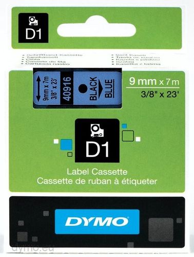 DYMO D1-Schriftband 9mm x 7m schwarz auf blau