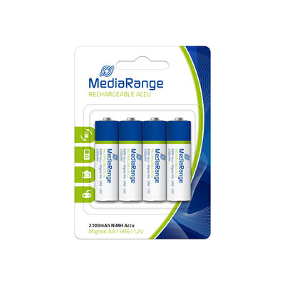 MediaRange wiederaufladbare NiMH-Akkus/Batterien Mignon AA/HR6/1.2V 1x4 MediaRange wiederaufladbare NiMH-Akkus/Batterien Mignon AA/HR6/1.2V 1x4