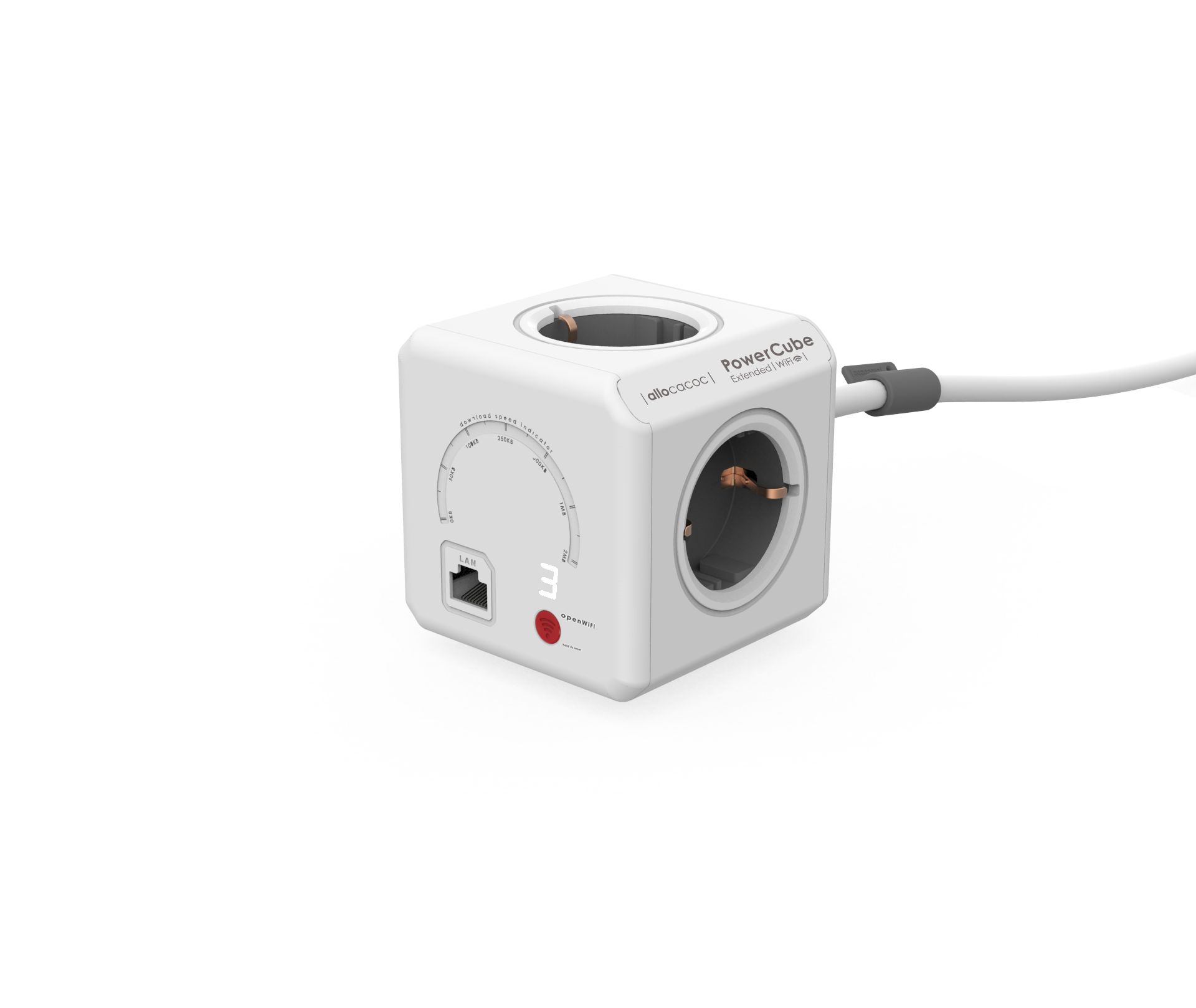 Allocacoc Powercube Extended 1,5m Kabel WIFI weiß Allocacoc Powercube Extended 1,5m Kabel WIFI weiß
