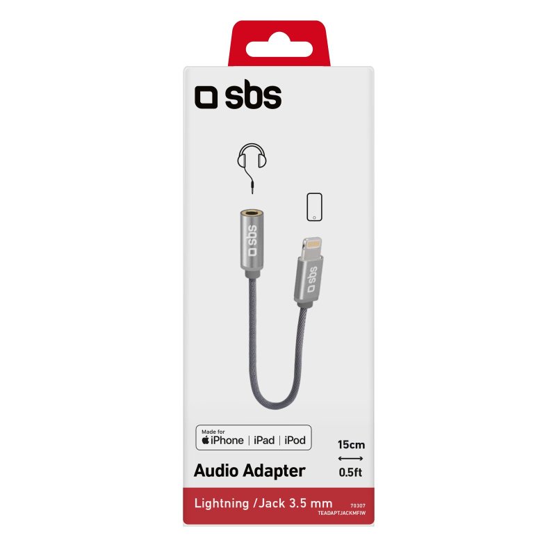 SBS Apple Lightning Adapter M to Jack 3,5mm white