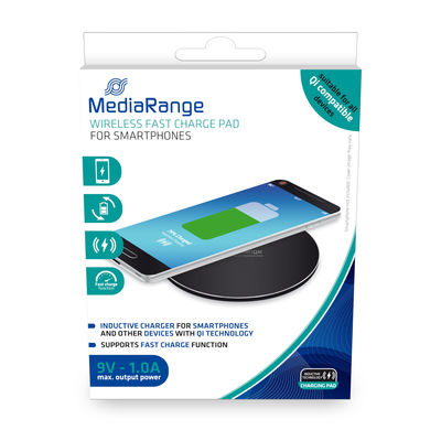 MediaRange Wireless Fast Charge Pad for Smartphone black